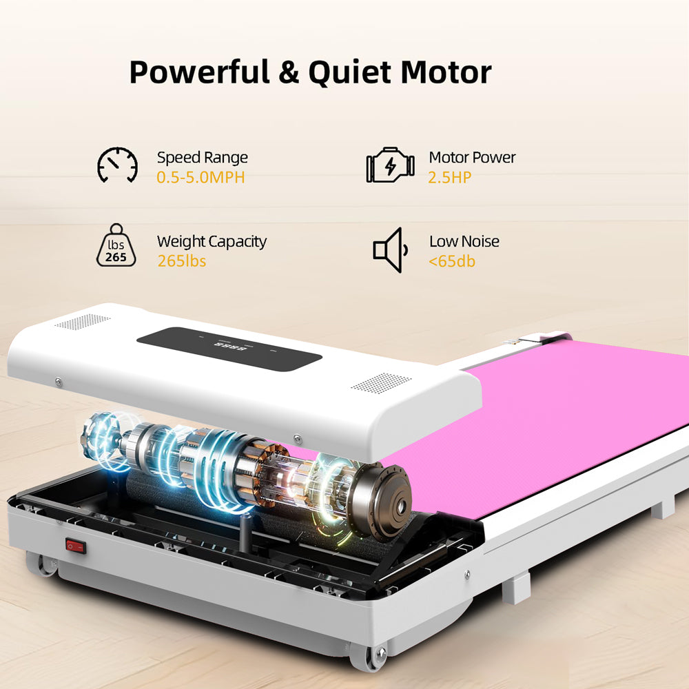 Pink Portable Under Desk Treadmill with LED Display