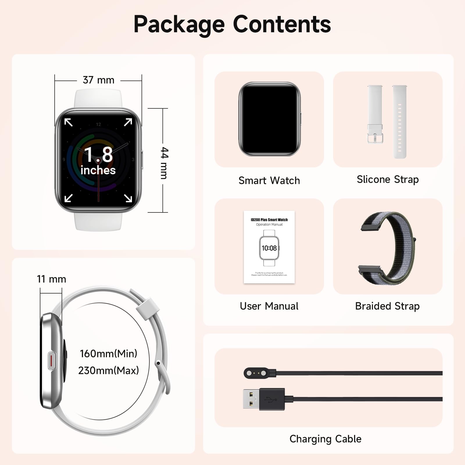 Women's 1.8-Inch Smartwatch Fitness Tracker with Alexa