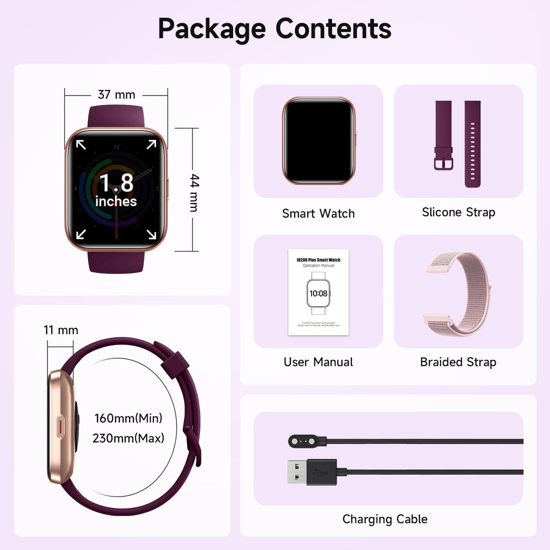 Women's 1.8-Inch Smartwatch Fitness Tracker with Alexa