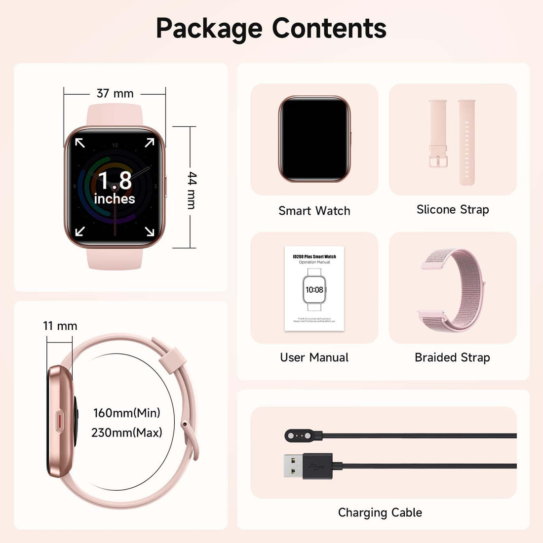Women's 1.8-Inch Smartwatch Fitness Tracker with Alexa