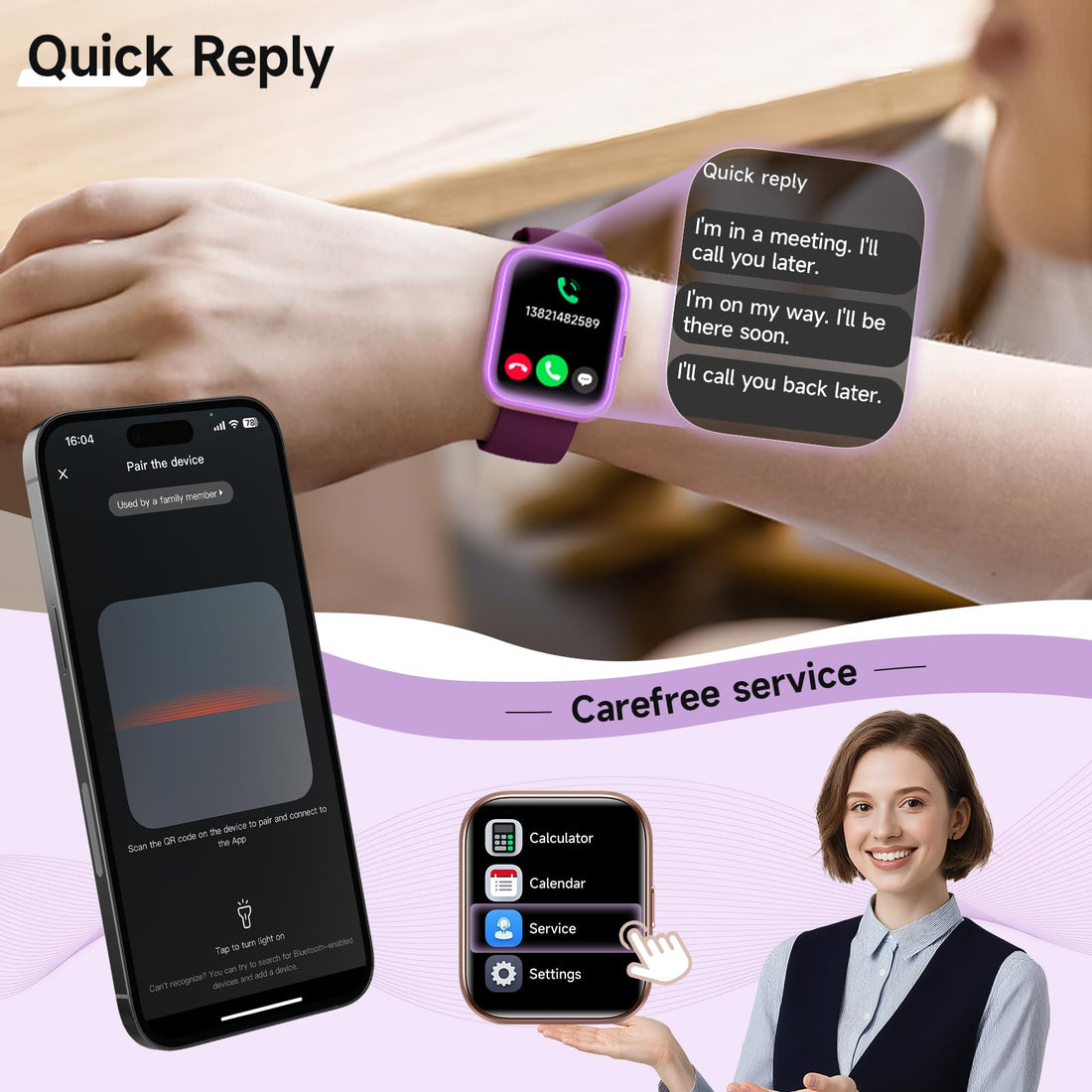 Women's 1.8-Inch Smartwatch Fitness Tracker with Alexa