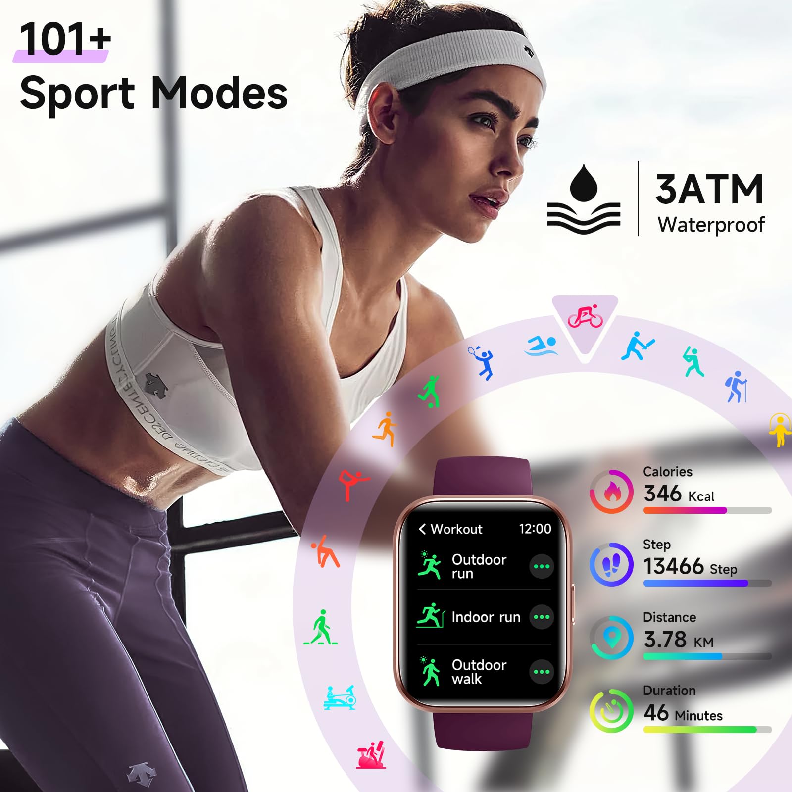Women's 1.8-Inch Smartwatch Fitness Tracker with Alexa