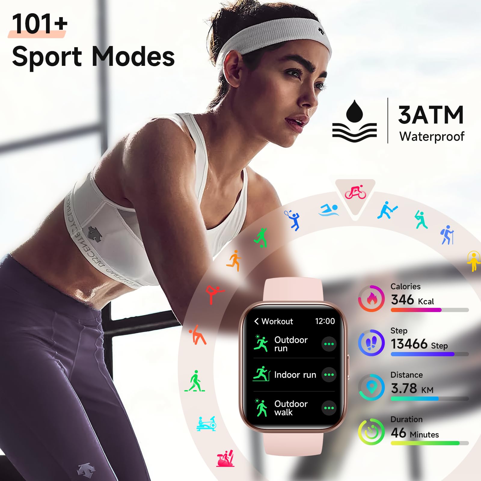 Women's 1.8-Inch Smartwatch Fitness Tracker with Alexa