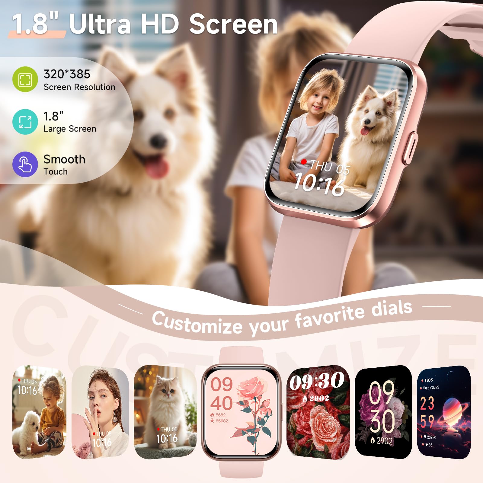 Women's 1.8-Inch Smartwatch Fitness Tracker with Alexa