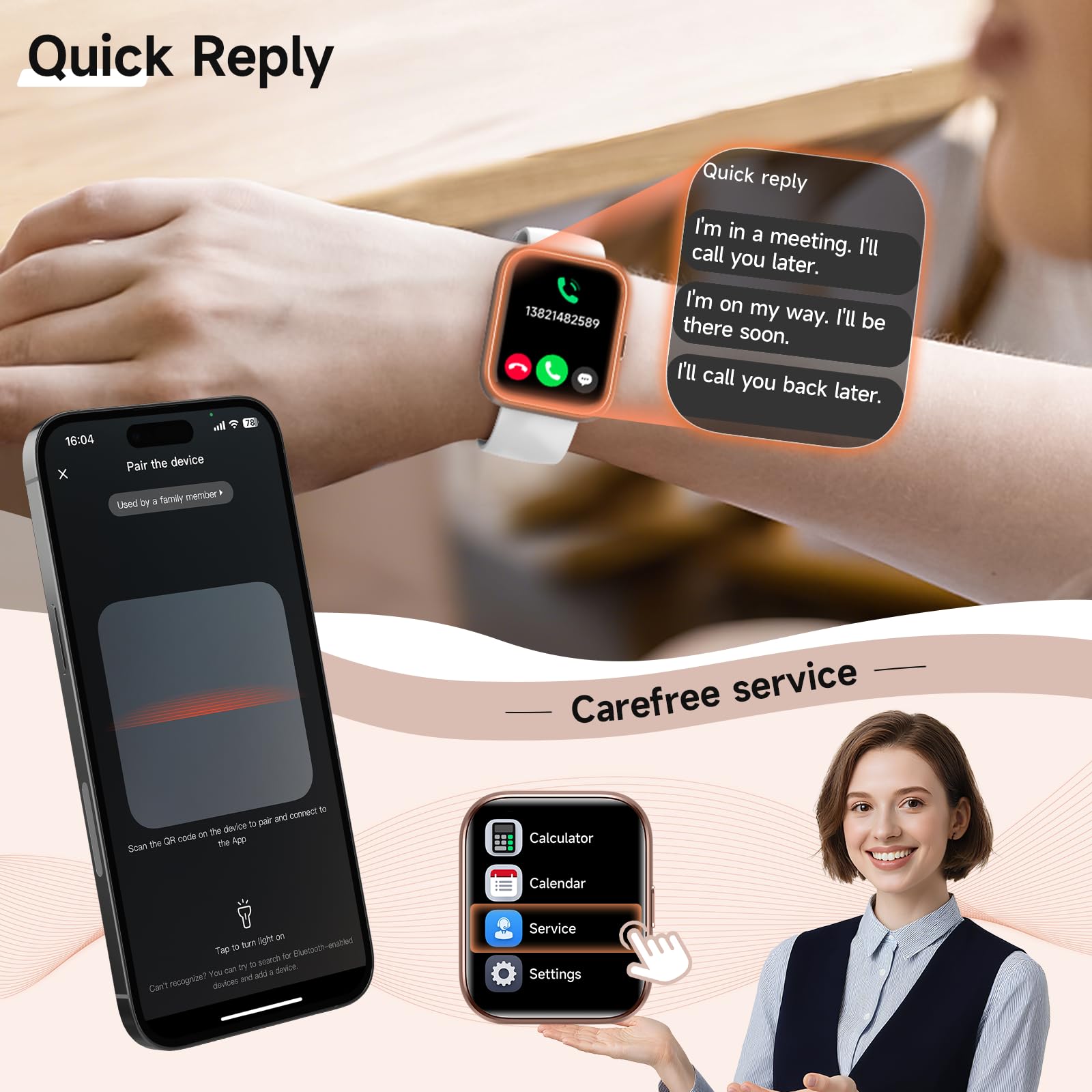 Women's 1.8-Inch Smartwatch Fitness Tracker with Alexa