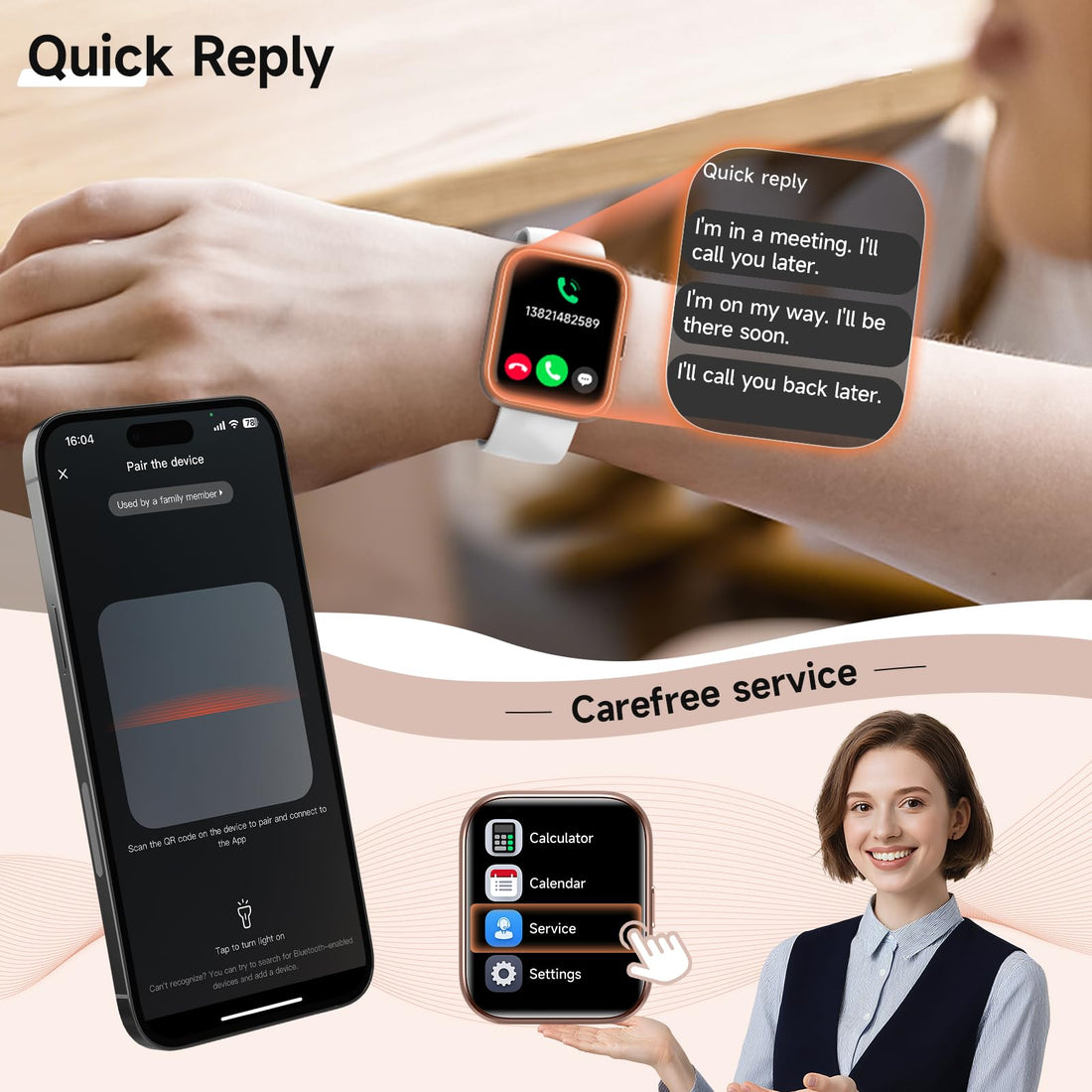 Women's 1.8-Inch Smartwatch Fitness Tracker with Alexa