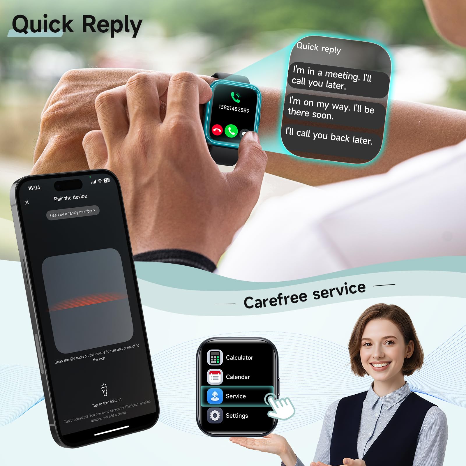 Women's 1.8-Inch Smartwatch Fitness Tracker with Alexa
