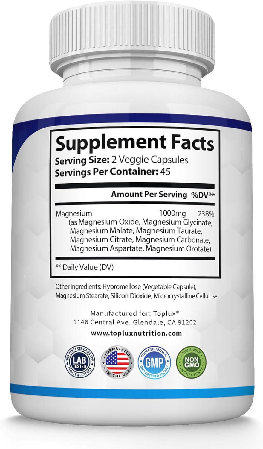 Magnesium Complex 8-Form Supplement 1000mg 90 Capsules