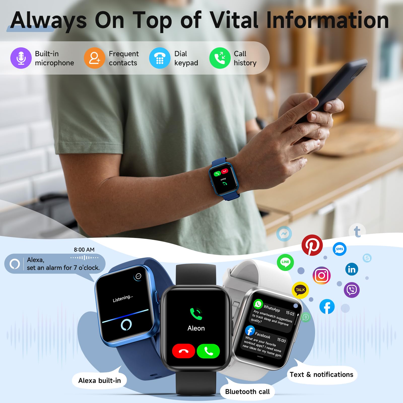 Women's 1.8-Inch Smartwatch Fitness Tracker with Alexa