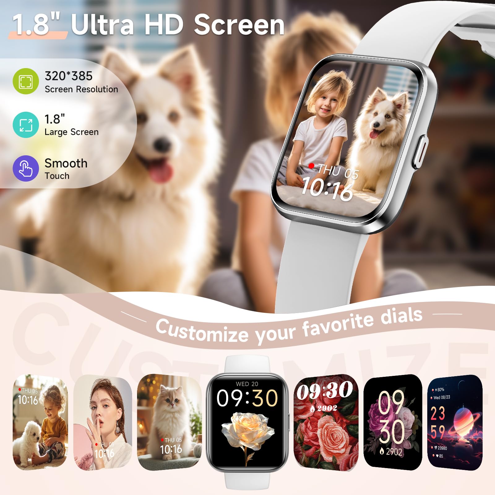 Women's 1.8-Inch Smartwatch Fitness Tracker with Alexa