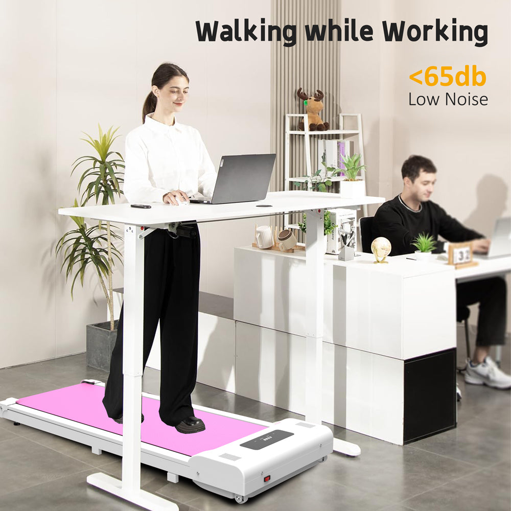 Pink Portable Under Desk Treadmill with LED Display