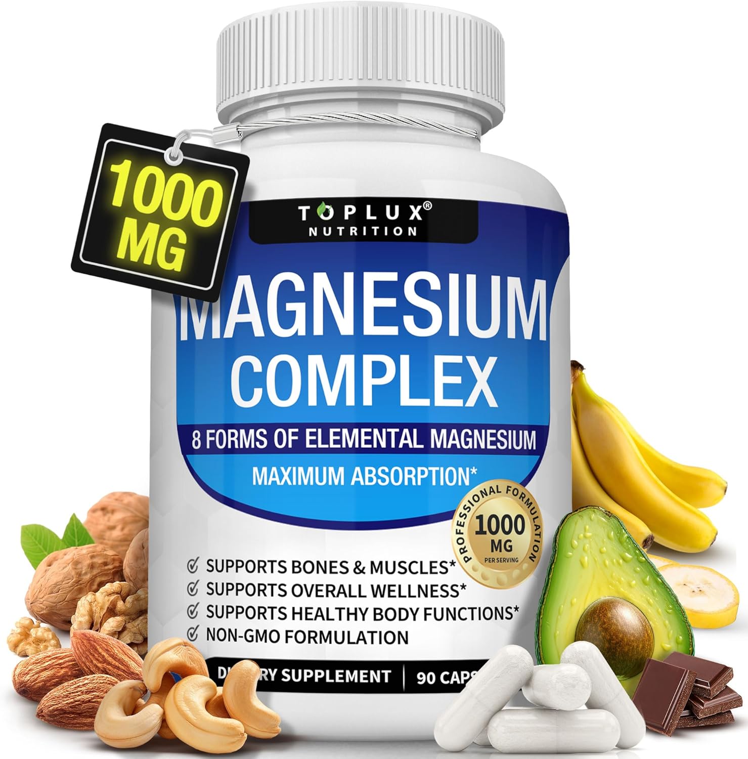 Magnesium Complex 8-Form Supplement 1000mg 90 Capsules