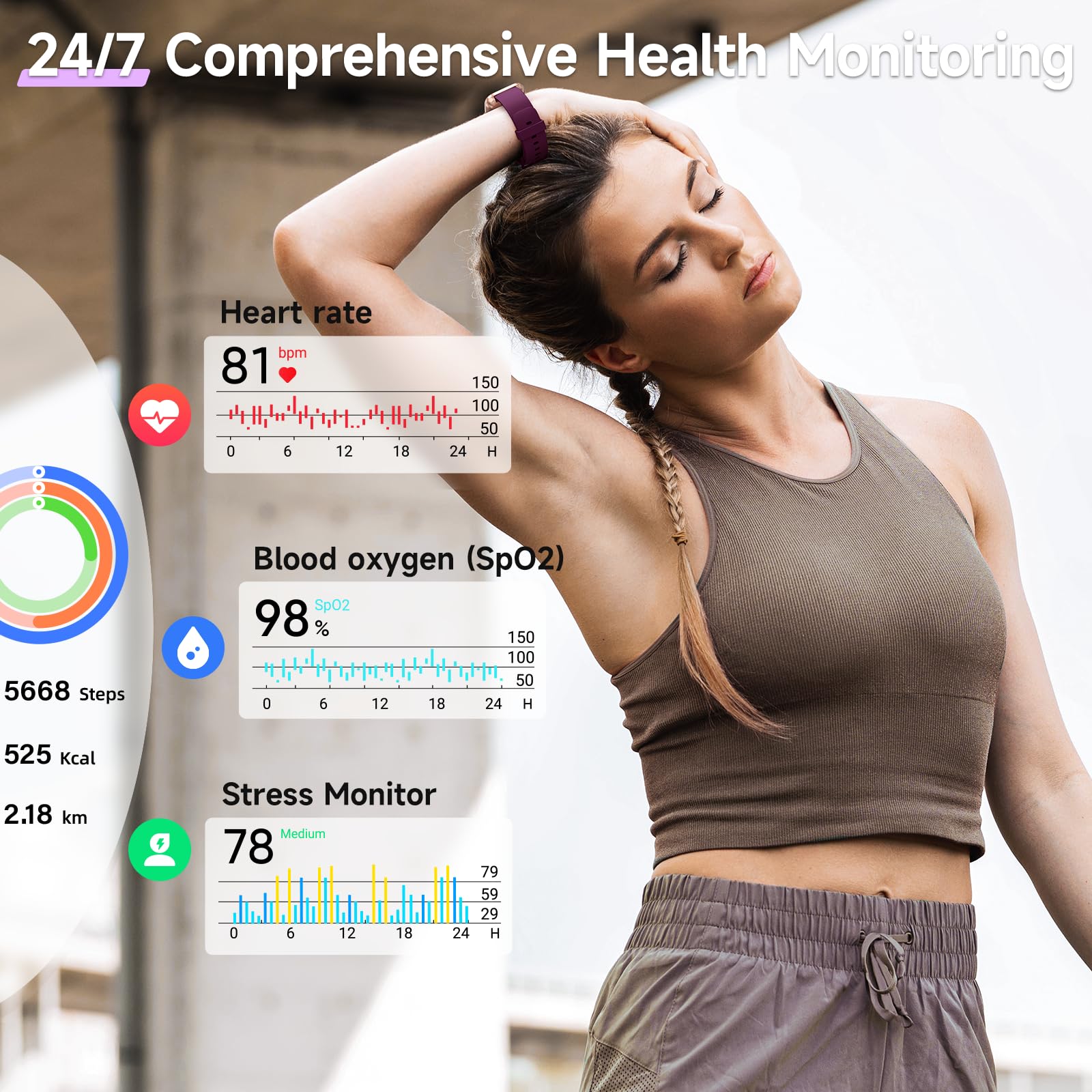 Women's 1.8-Inch Smartwatch Fitness Tracker with Alexa