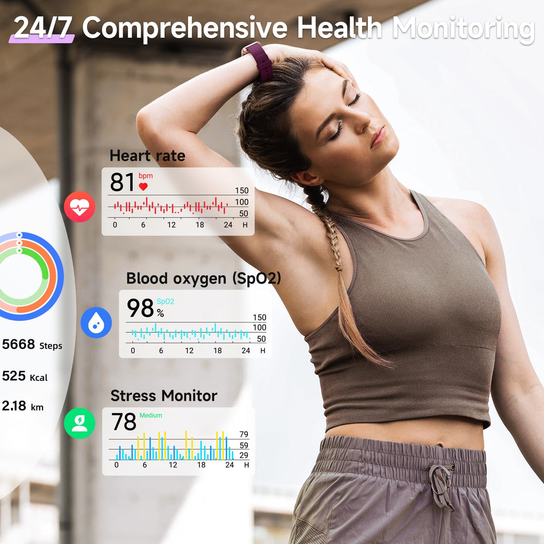 Women's 1.8-Inch Smartwatch Fitness Tracker with Alexa