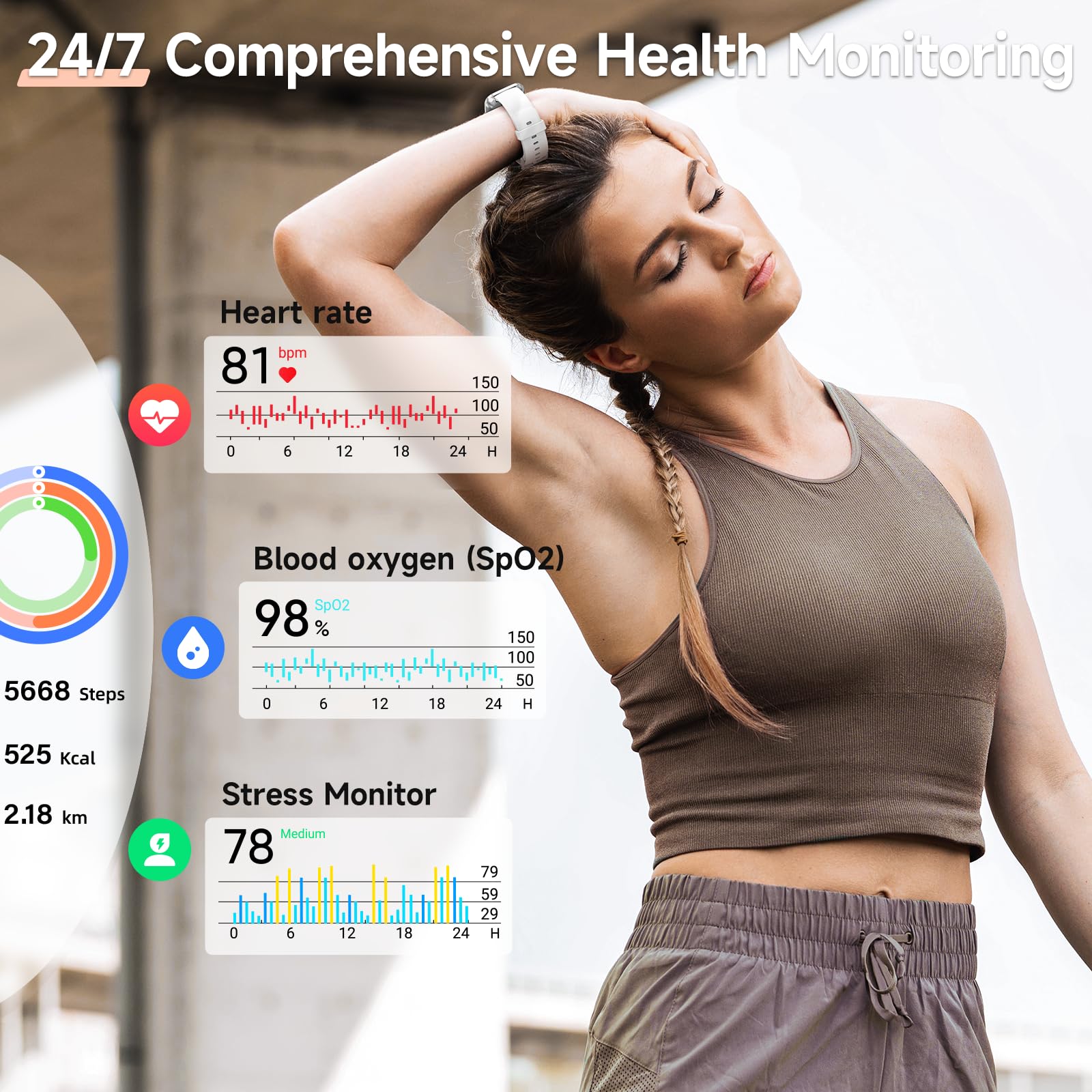Women's 1.8-Inch Smartwatch Fitness Tracker with Alexa