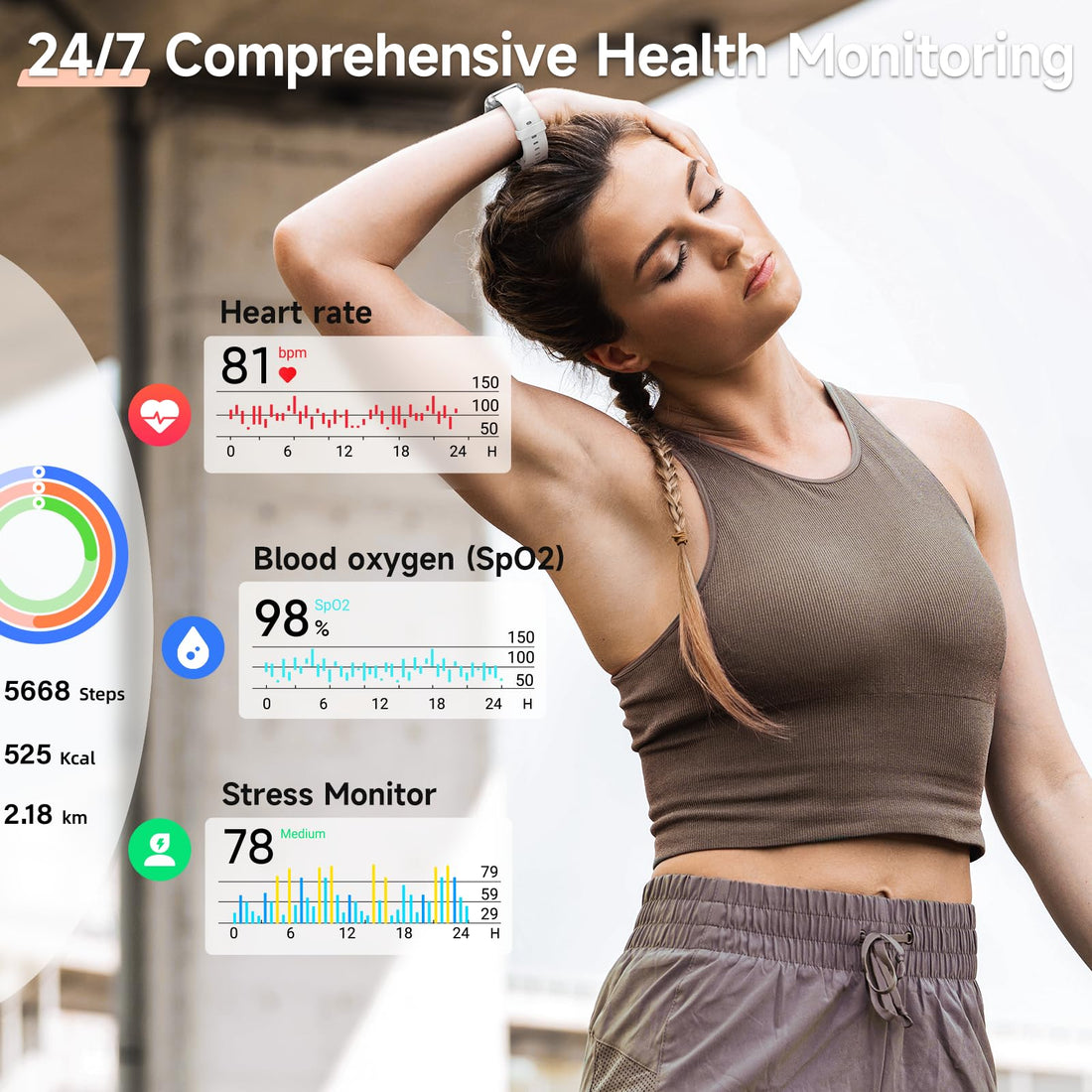 Women's 1.8-Inch Smartwatch Fitness Tracker with Alexa