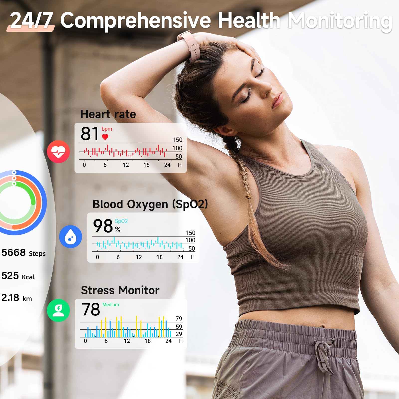 Women's 1.8-Inch Smartwatch Fitness Tracker with Alexa