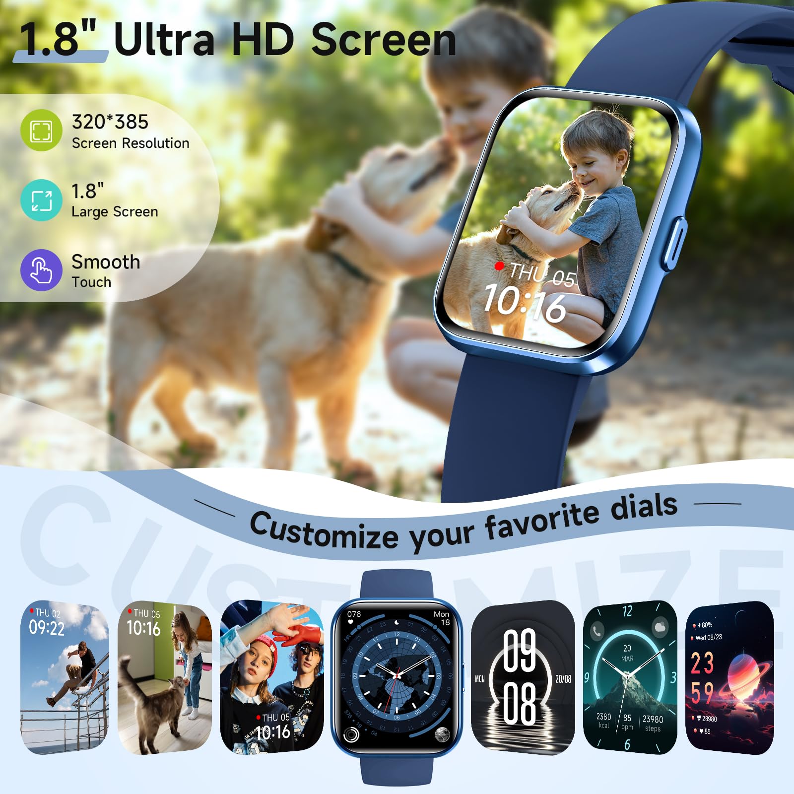 Women's 1.8-Inch Smartwatch Fitness Tracker with Alexa