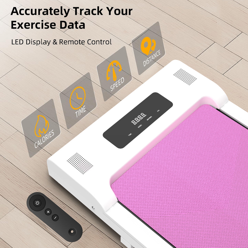 Pink Portable Under Desk Treadmill with LED Display