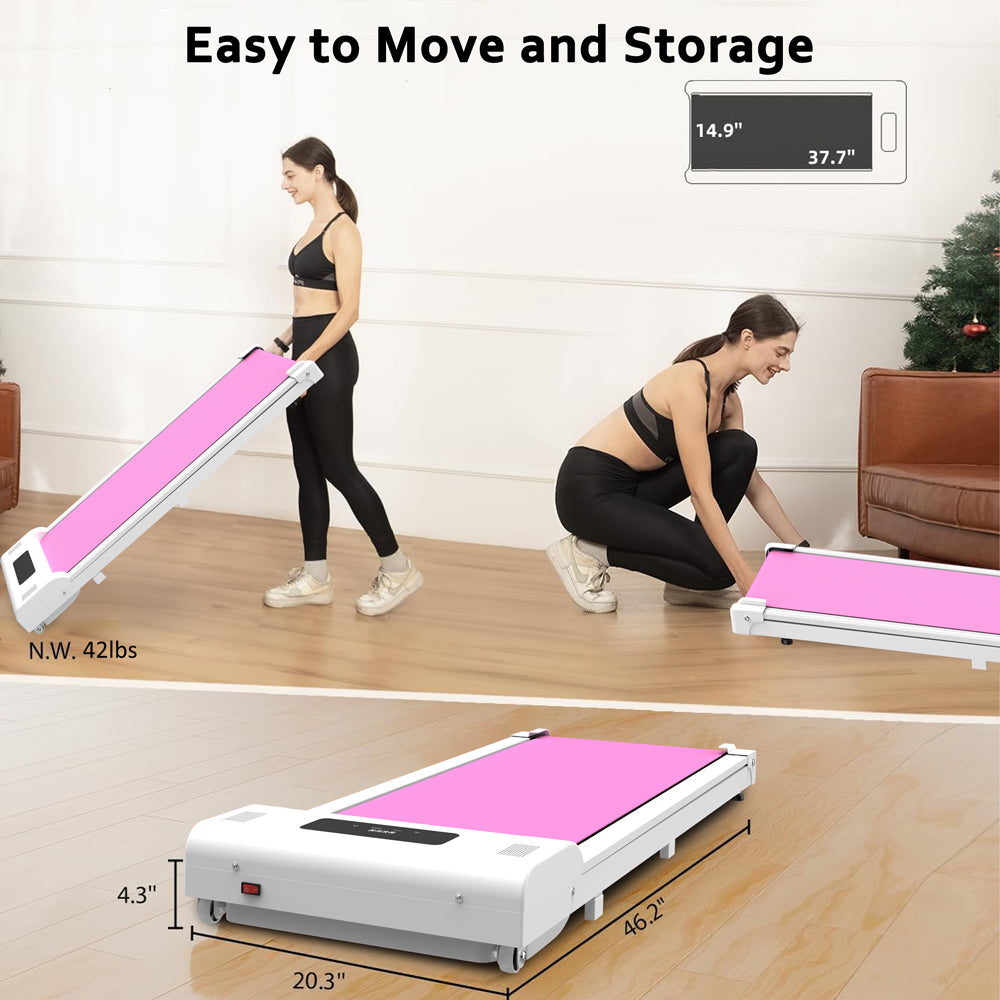 Pink Portable Under Desk Treadmill with LED Display