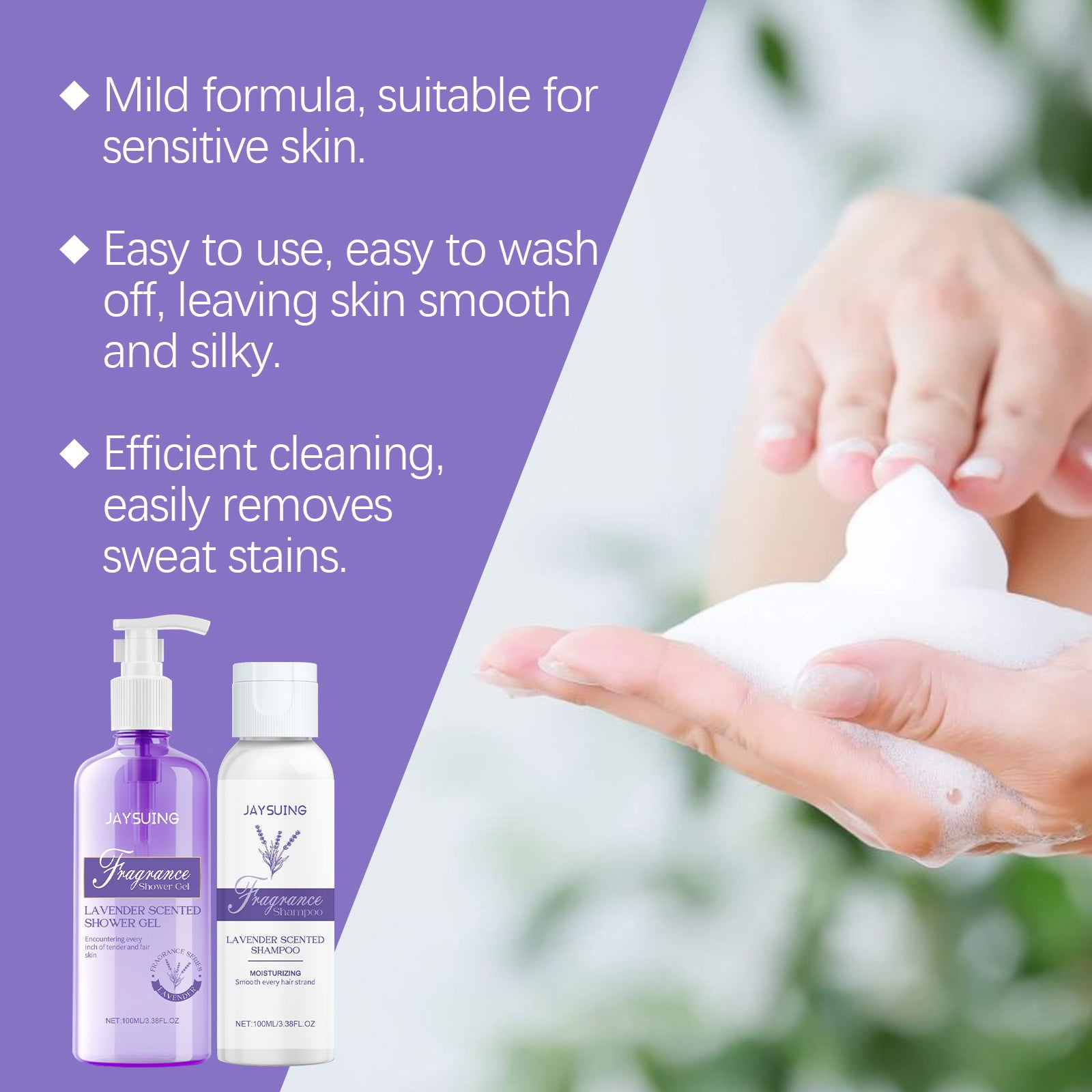 Lavender Shampoo Shower Set for Gentle Cleansing