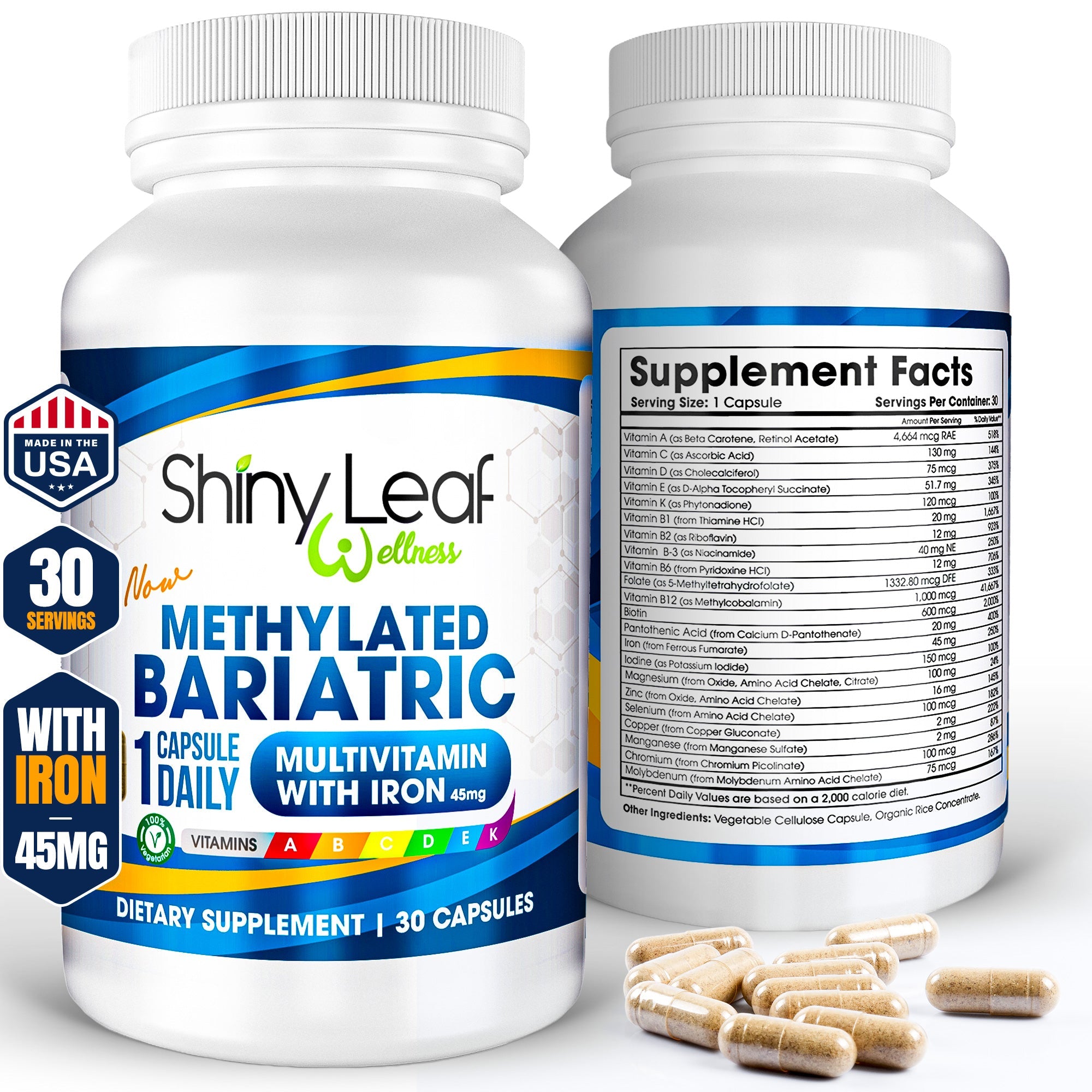 Methylated Bariatric Multivitamin with 45mg Iron Daily