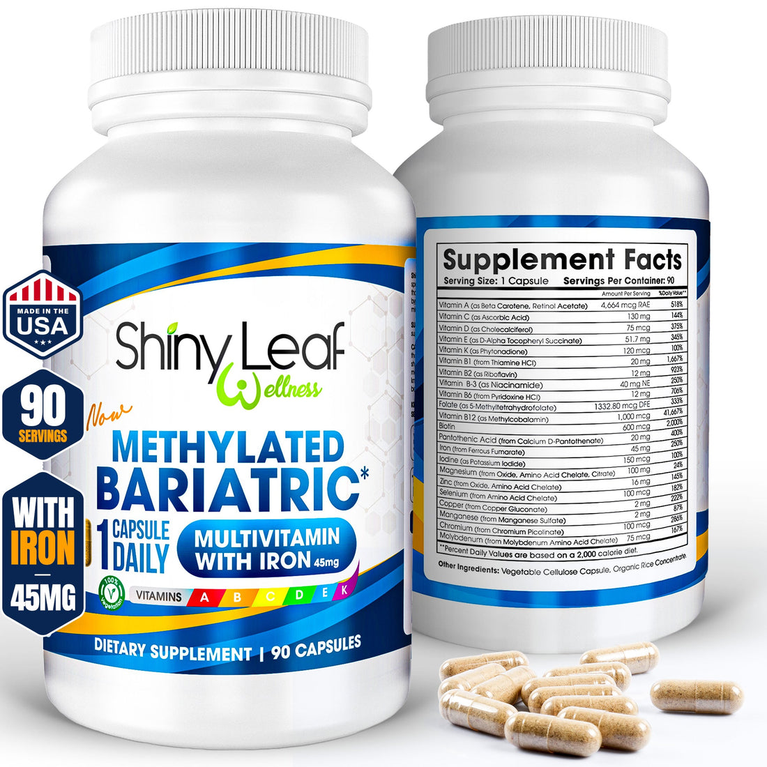 Methylated Bariatric Multivitamin with 45mg Iron Daily