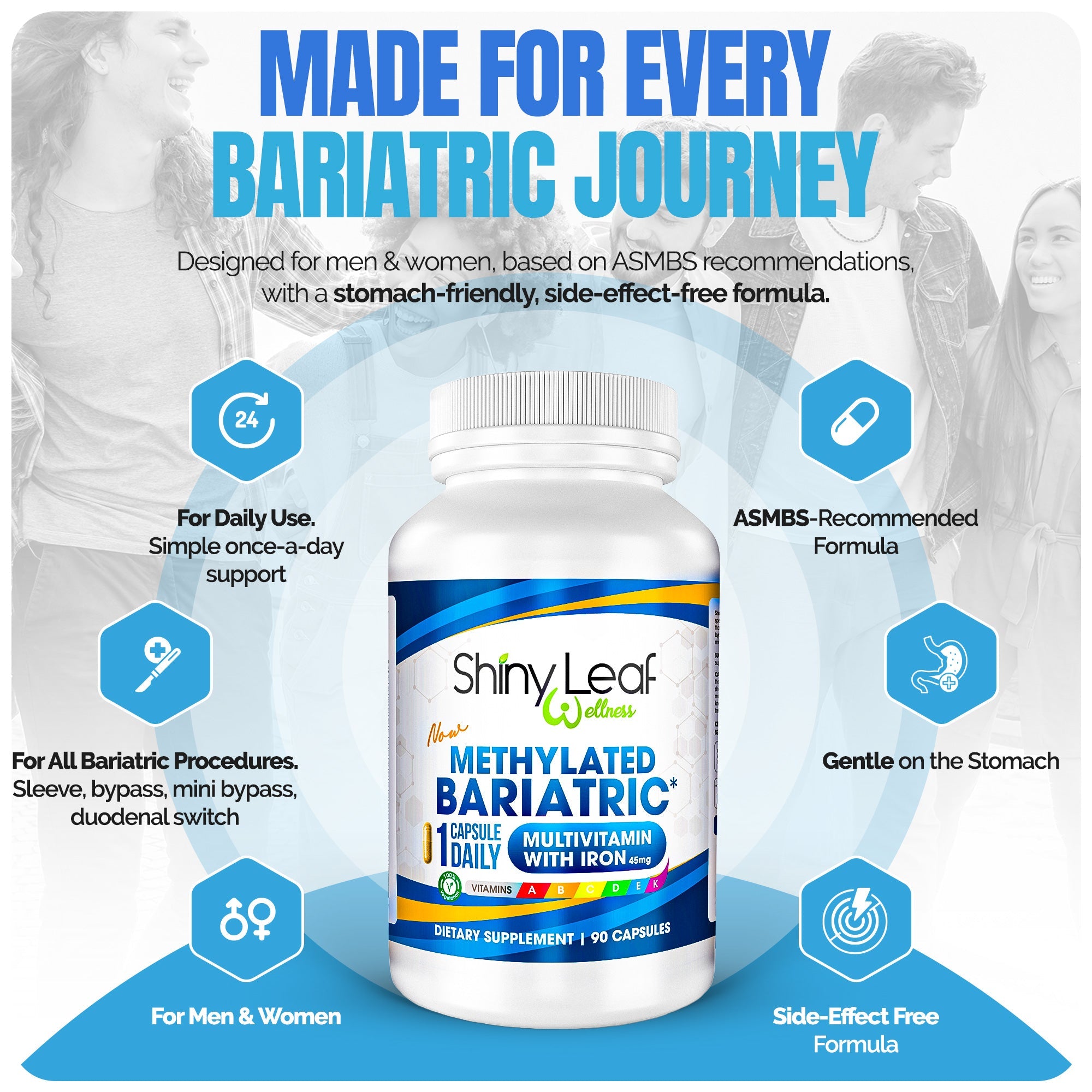Methylated Bariatric Multivitamin with 45mg Iron Daily