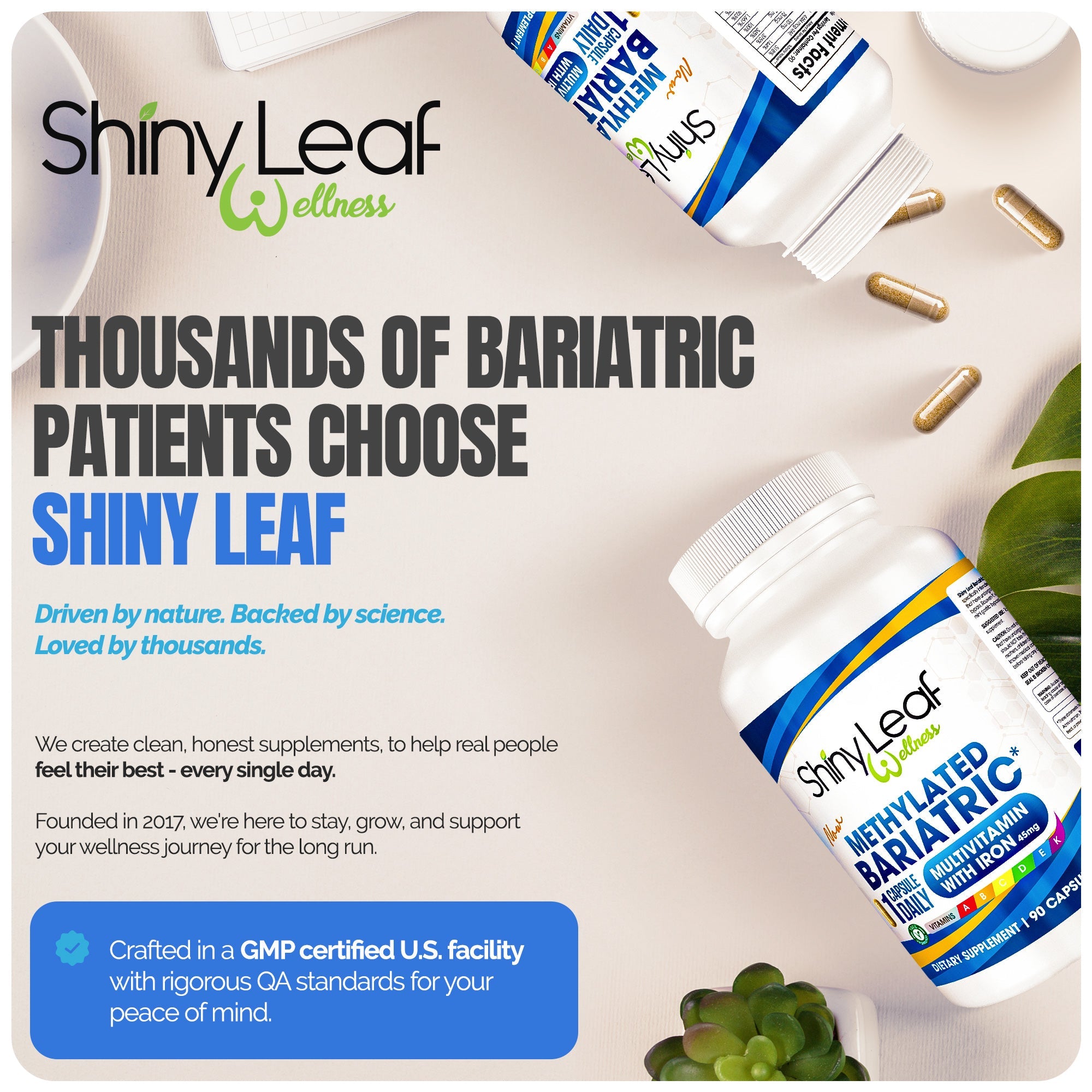 Methylated Bariatric Multivitamin with 45mg Iron Daily